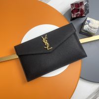 Saint Laurent Uptown Pouch In Grain De Poudre Leather Black/Gold