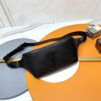 Saint Laurent Cassandre Belt Bag In Grain De Poudre Leather Black
