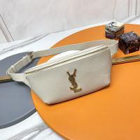 Saint Laurent Cassandre Belt Bag In Grain De Poudre Leather White/Gold
