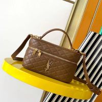 Saint Laurent Gaby Vanity Bag In Quilted Lambskin Camel/Gold