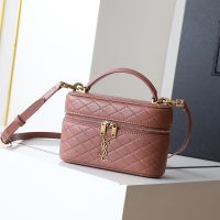 Saint Laurent Gaby Vanity Bag In Quilted Lambskin Coral/Gold