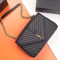 Saint Laurent Large College Chain Bag In Quilted Leather Black/Gold