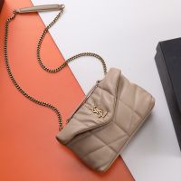 Saint Laurent Mini Loulou Puffer Bag In Quilted Lambskin Apricot/Gold