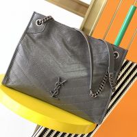 Saint Laurent Niki Shopping Bag In Crinkled Vintage Leather Marble