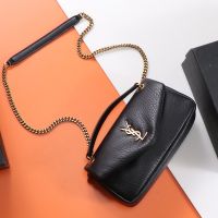 Saint Laurent Small Calypso Bag In Grained Lambskin Black/Gold