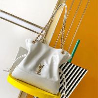 Saint Laurent Small Jamie Shopping Bag In Lambskin White/Gold